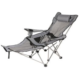 YSSOA Outdoor Camping Chair with Removable Footrest; Large; Grey