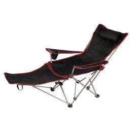 YSSOA Removable Footrest Reclining Camping Chair; 1-Pack; Black