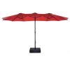 MEOOEM 15ft Patio Double-Sided Umbrella with Base Outdoor Extra Large Umbrella with Crank for Market Camping Swimming Pool, Red