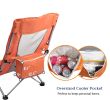 Outdoor Foldable Camp Mesh Chair with a Cup Holder; High Back Low Seat Bench Chair; 600D Oxford Cloth Steel Frame