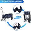 YSSOA Rolling Collapsible Garden Cart Camping Wagon; with 360 Degree Swivel Wheels &amp; Adjustable Handle; 220lbs Weight Capacity; Blue