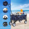 YSSOA Rolling Collapsible Garden Cart Camping Wagon; with 360 Degree Swivel Wheels &amp; Adjustable Handle; 220lbs Weight Capacity; Blue