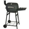 26" Mini Barrel Charcoal Grill with Side Racks; Black