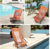 Outdoor Foldable Camp Mesh Chair with a Cup Holder; High Back Low Seat Bench Chair; 600D Oxford Cloth Steel Frame