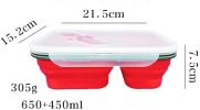 Lunch Box Bento Box Collapsible Silicone Lunchbox with Two Compartments BPA Free Heat Resistant Great for School Work Camping Hiking Food Storage