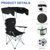 YSSOA Canopy Lounge Chair with Sunshade for Camping; Hiking; Travel; and Other Outdoor Events; with Cup Holder; 21.6" x 21.6" x 36"; Black; 1-Pack