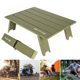 Outdoor Mini Portable Folding Table Aluminum Alloy Table Army Green Foldable Picnic Camping Table (Color: A)