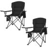 Oversized Heavy Duty Camping Chairs 2 Pack;  Padded Compact Folding Portable Chair with Cooler Cup Holder Side Pocket for Outdoor Sports Lawn Backyard