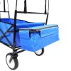 Extra Large Collapsible Garden Cart with Removable Canopy;  Folding Wagon Utility Carts with Wheels and Rear Storage;  Wagon Cart for Garden;  Camping