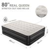 18" Elevated Durable Air Mattresses for Camping; Home&Guests; Fast&Easy Inflation/Deflation Airbed; Black/Blue Double Blow up Bed; Travel Cushion; Ind