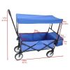 Extra Large Collapsible Garden Cart with Removable Canopy;  Folding Wagon Utility Carts with Wheels and Rear Storage;  Wagon Cart for Garden;  Camping