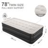 18" Elevated Durable Air Mattresses for Camping; Home&Guests; Fast&Easy Inflation/Deflation Airbed; Black/Blue Double Blow up Bed; Travel Cushion; Ind