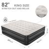 18" Elevated Durable Air Mattresses for Camping; Home&Guests; Fast&Easy Inflation/Deflation Airbed; Black/Blue Double Blow up Bed; Travel Cushion; Ind