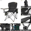 Oversized Heavy Duty Camping Chairs 2 Pack;  Padded Compact Folding Portable Chair with Cooler Cup Holder Side Pocket for Outdoor Sports Lawn Backyard